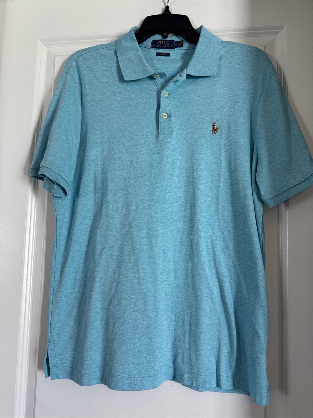 Polo by Ralph Lauren Heathered Aqua Cotton Polo Shirt